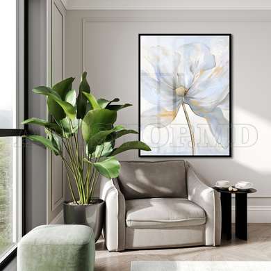 Poster - Painted Large Flower, 60 x 90 см, Framed poster on glass, Flowers