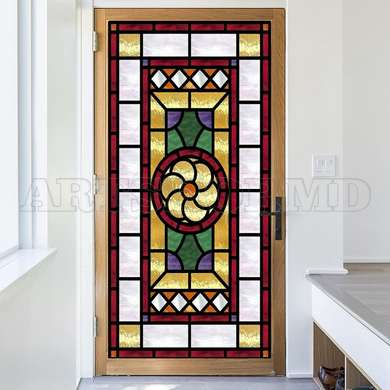 Window Privacy Film, Decorative stained glass window with elegant flower, 60 x 90cm, Matte, Window Film
