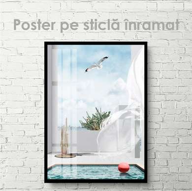 Poster - Pescăruş, 60 x 90 см, Poster inramat pe sticla