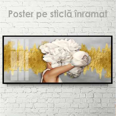 Poster - Peisaj auriu, 90 x 45 см, Poster inramat pe sticla