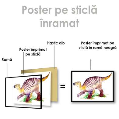 Poster - Dinozaur în acuarelă, 45 x 30 см, Panza pe cadru