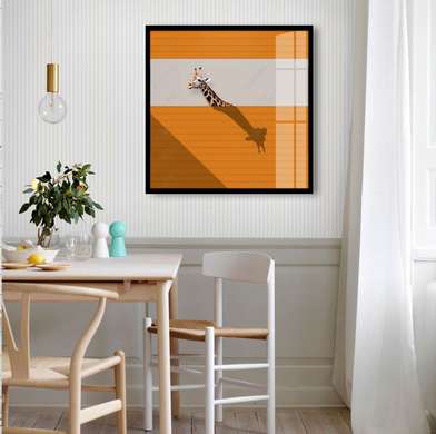 Poster, Poster cu girafă minimalist, 40 x 40 см, Panza pe cadru, Animale