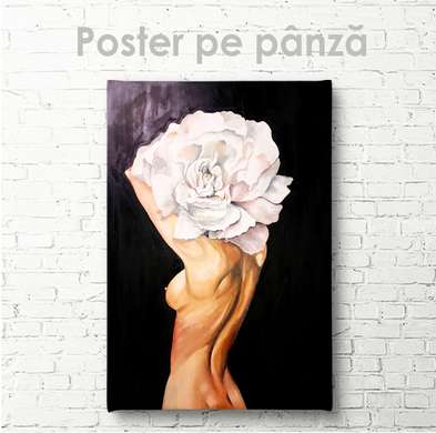 Poster - Bujor alb, 30 x 45 см, Panza pe cadru, Nude