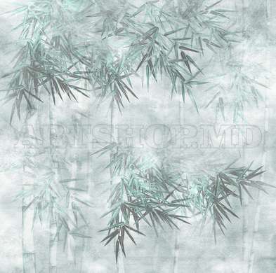 Wall mural - Bamboo trees in light blue colors