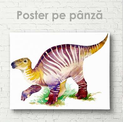 Poster - Dinozaur în acuarelă, 90 x 60 см, Poster inramat pe sticla