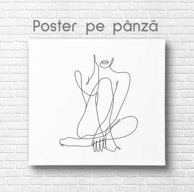 Poster - Silueta unei fete, 100 x 100 см, Poster inramat pe sticla