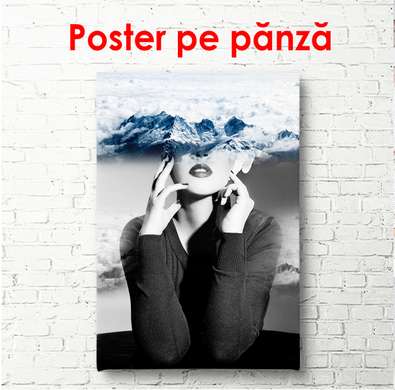 Poster - Portretul unei fete în nori, 60 x 90 см, Poster înrămat, Glamour