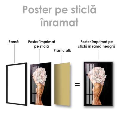 Poster - Bujor alb, 30 x 45 см, Panza pe cadru, Nude