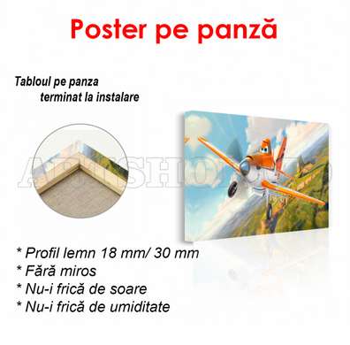 Poster - Avionul amuzant pe cer, 90 x 60 см, Poster inramat pe sticla, Pentru Copii