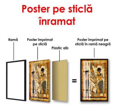 Poster - Fotografia antică a locuitorilor egipteni, 45 x 90 см, Poster înrămat, Vintage