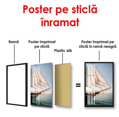 Poster - Yacht with white sails, 45 x 90 см, Framed poster, Marine Theme