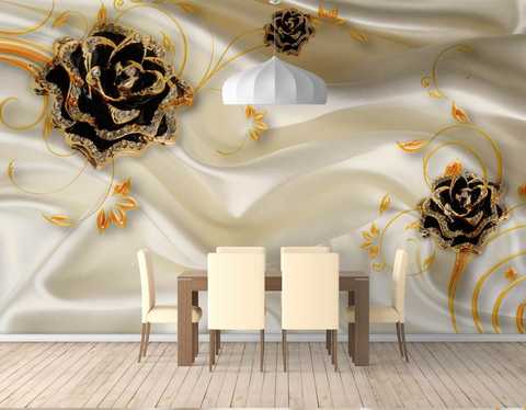 Wall mural, Golden peony on a silk background - Horoshop demo-store