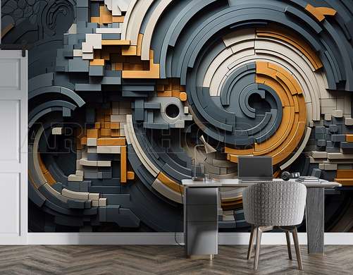 Wall mural - Geometry with 3D effect