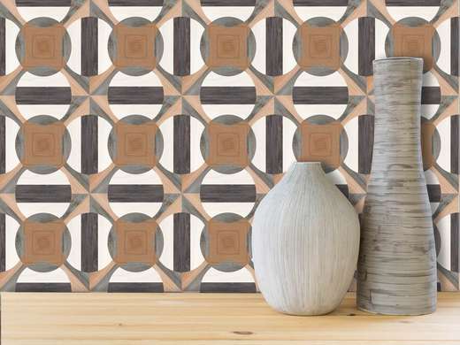 Tiles with wooden geometric shapes, Imitation tiles