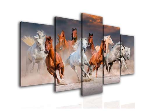 Modular picture, Horses in motion., 108 х 60