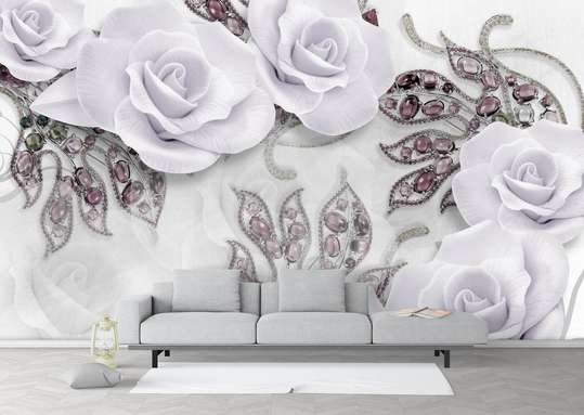 3D Wallpaper - Delicate lilac roses.