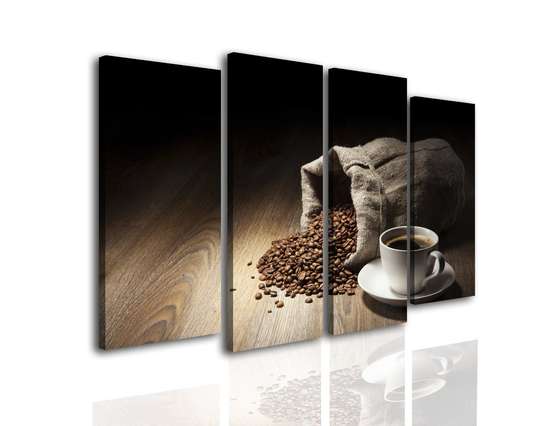 Tablou Pe Panza Multicanvas, Un săculeț de cafea., 198 x 115