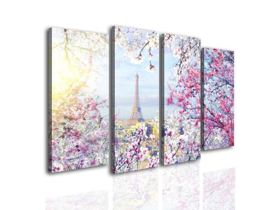Tablou Pe Panza Multicanvas, Parisul primăvara., 198 x 115