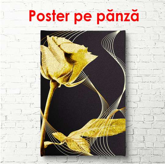 Poster - Trandafir de aur, 30 x 45 см, Panza pe cadru, Glamour
