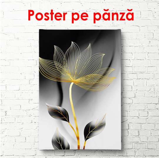 Poster - Floare aurie plină de farmec, 30 x 60 см, Panza pe cadru, Glamour