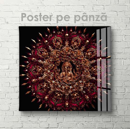 Poster - Bronze pattern on a dark background, 40 x 40 см, Canvas on frame, Abstract