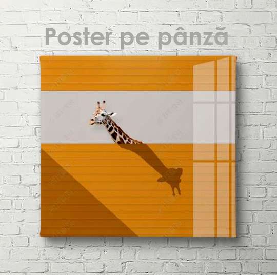 Постер, Минималистичный постер с жирафом, 40 x 40 см, Холст на подрамнике
