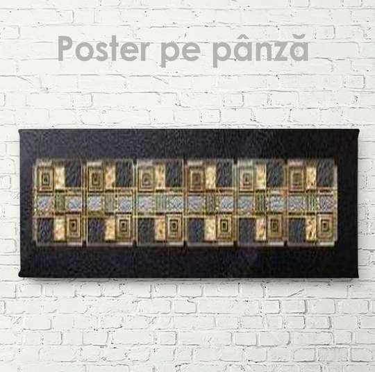 Постер - Квадраты, 90 x 30 см, Холст на подрамнике, Абстракция