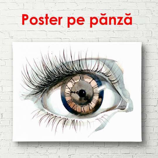 Постер - Часы в виде глаза, 90 x 60 см, Постер в раме