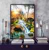 Poster - Summer morning in the park with a waterfall, 60 x 90 см, Framed poster, Nature