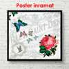 Poster - Bujori roșii pe fundal gri, 100 x 100 см, Poster înrămat, Provence