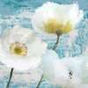 Постер - Нарисованные белые цветы, 40 x 40 см, Холст на подрамнике, Цветы