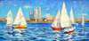 Poster - Yachts with sails, 90 x 45 см, Framed poster on glass, Art