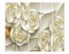 Paravan - Flori albe cu modele de aur pe un fundal alb, 7