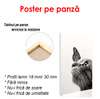 Poster - Pisică și fluture, 30 x 60 см, Panza pe cadru, Alb Negru