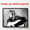 Poster - Imagine alb-negru a lui Kurt Cobain, 90 x 60 см, Poster inramat pe sticla, Persoane Celebre