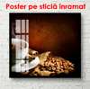 Poster - Cup of coffee on a brown background, 100 x 100 см, Framed poster