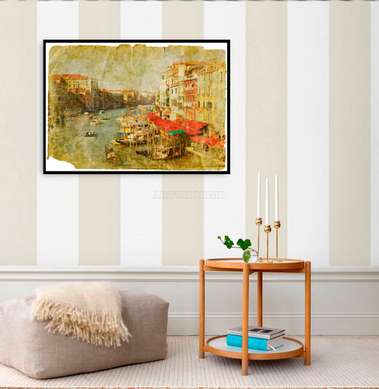 Poster - Orasul vechi frumos pe apa, 45 x 30 см, Panza pe cadru, Vintage