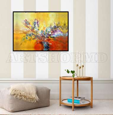 Poster - Abstract oil still life with flowers, 90 x 60 см, Framed poster, Abstract