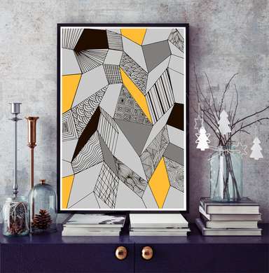 Poster - Abstracție geometrică, 60 x 90 см, Poster inramat pe sticla