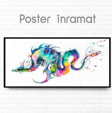 Постер, Разноцветный змей, 45 x 30 см, Холст на подрамнике, Животные