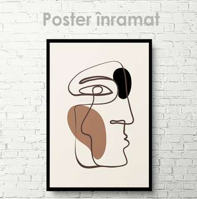 Постер - Контур лица 1, 60 x 90 см, Постер на Стекле в раме, Минимализм