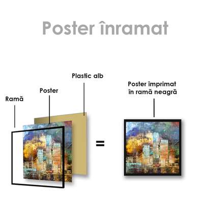 Постер - Абстрактный город, 100 x 100 см, Постер на Стекле в раме, Города и Карты