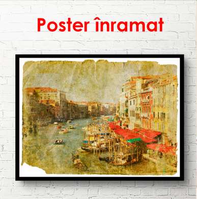 Poster - Beautiful old city on the water, 45 x 30 см, Canvas on frame, Vintage