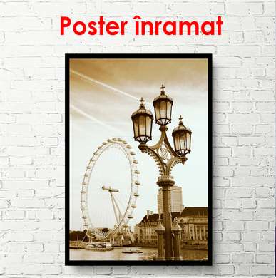 Poster - Londra retro, 60 x 90 см, Poster înrămat, Orașe și Hărți