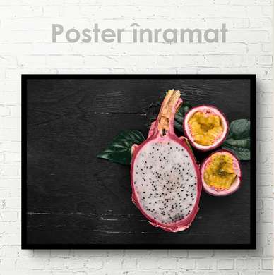 Poster - Pitaya și fructul pasiunii, 90 x 60 см, Poster inramat pe sticla