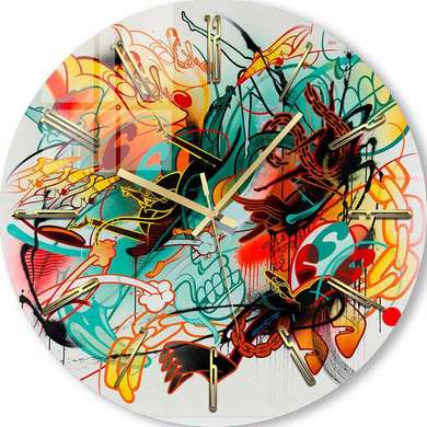 Glass clock - Graffiti, 40cm