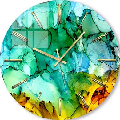 Glass clock - Turquoise Liquid Acrylic, 40cm