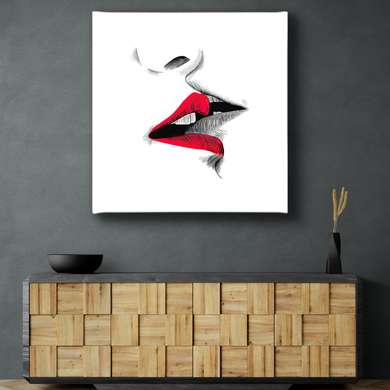 Постер - Поцелуй, 40 x 40 см, Холст на подрамнике
