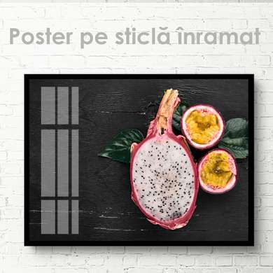 Poster - Pitaya și fructul pasiunii, 45 x 30 см, Panza pe cadru