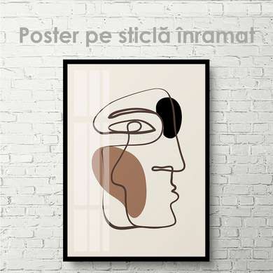 Poster - Face Contour 1, 60 x 90 см, Framed poster on glass, Minimalism